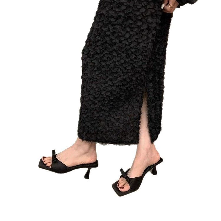 Summer slide, slippers, footwear, universal sandals with bow, high-quality style
