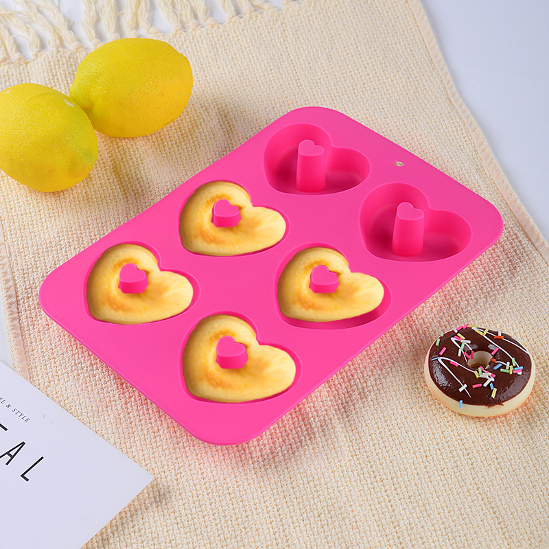 Silicone cake mold, cookie, rice cake baking tray, food-grade baking tools, heart-shaped donut mold