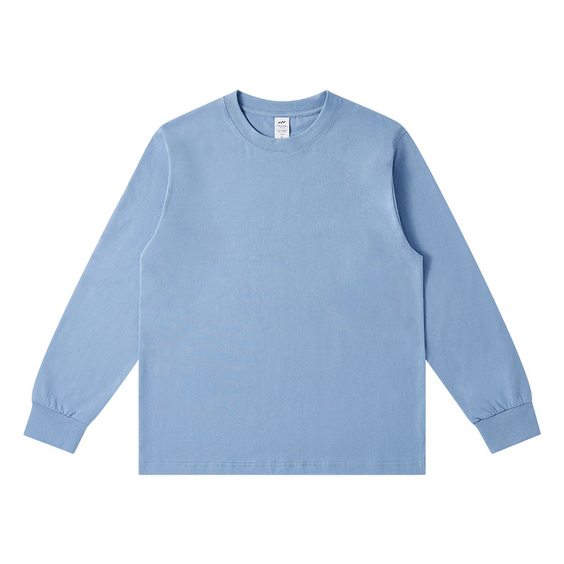 230 グラム秋と冬の新スタイル新疆コーマ綿白長袖 Tシャツメンズラウンドネックレギュラーソリッドカラーボトリングシャツ女性のトレンディなブランド|undefined