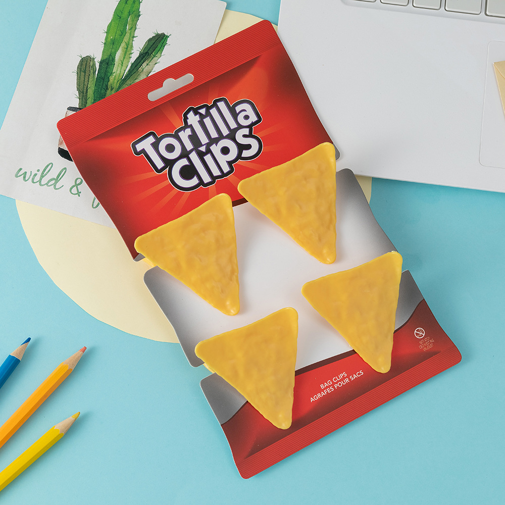 Clip de sellado creativo de papas fritas triangulares elípticas forma de billetes de mano cuenta de almacenamiento de bocadillos clips de sellado