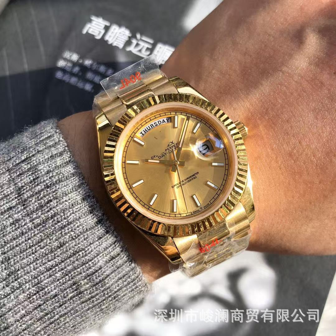 Comercio exterior transfronterizo negro DD diario de domingo mesa de juego verde reloj mecánico automático reloj de hombre reloj calendario doble