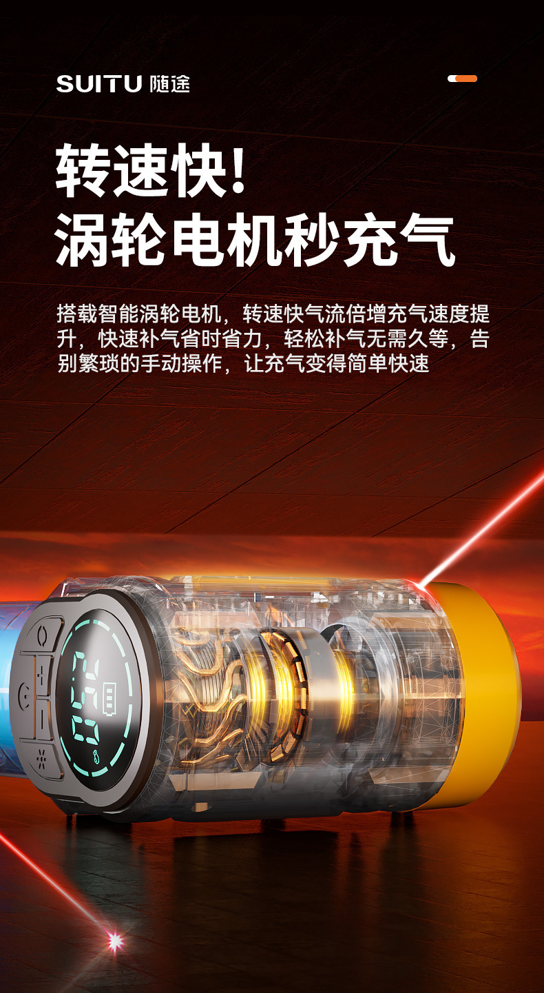 Car Air Pump, Electric Inflator for Car and Bicycle Tires, Rechargeable Air Cylinder for Vehicle Use