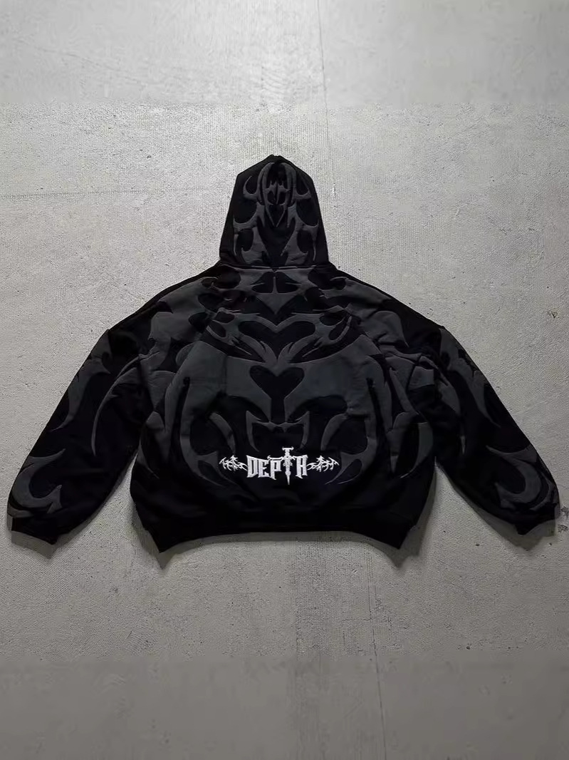 Goth Y2k Kapuzenpullover Mit Reißverschluss Für Damen Und Herren_voghion.com
