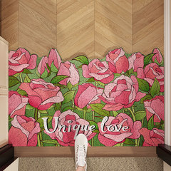 Silk Circle Mat Flower Entrance Door Mat Home Entrance Hallway Soil Trampling Thick Cuttable Stain-resistant Foot Mat
