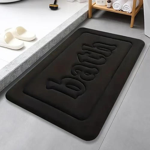 Cross-border pressed floral letter thick bathroom mat absorbent entryway foot mat with non-slip feature for the bathroom made of terry cloth