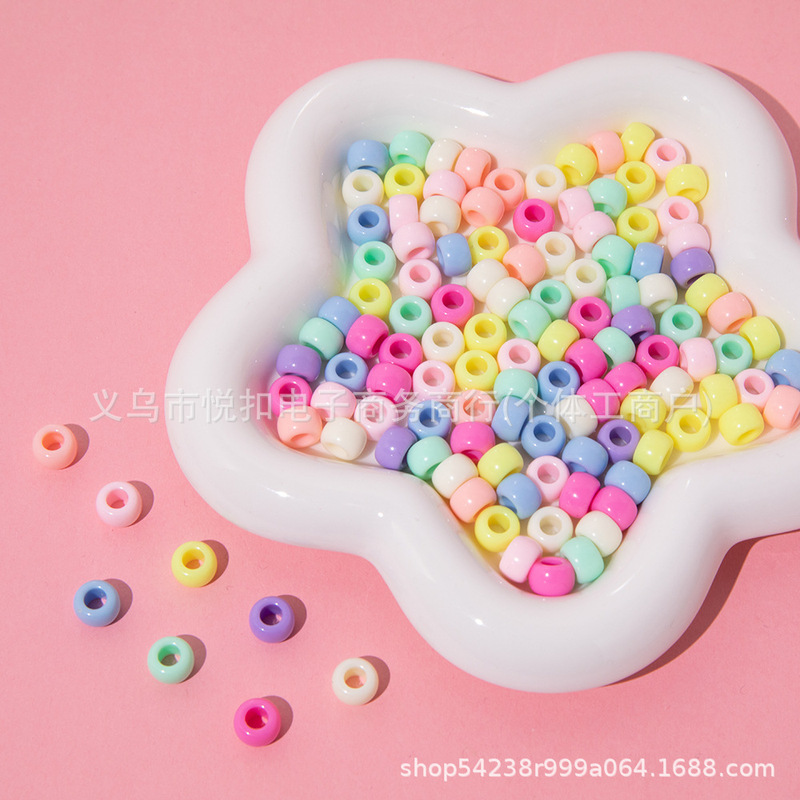 Macaron color DIY material 6*9 barrel beads rice beads loose beads small rice beads large hole handmade beaded jewelry accessories wholesale
