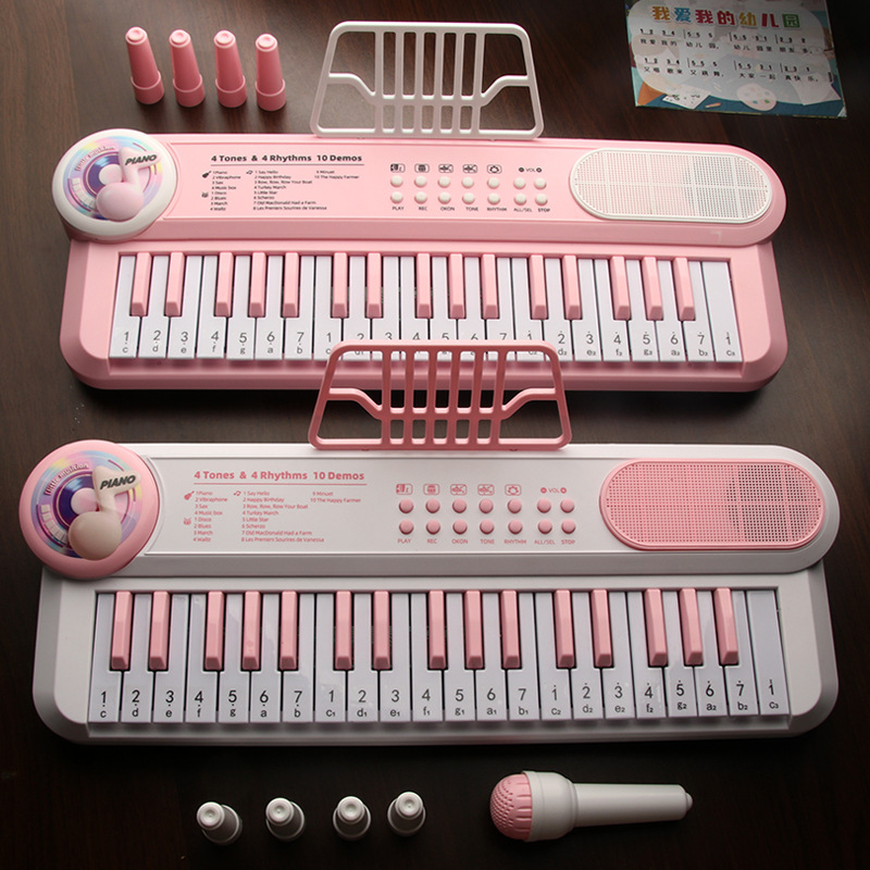 New children's piano, 37 keys, multi-functional electronic keyboard, for early education, baby with microphone, toy for girls.