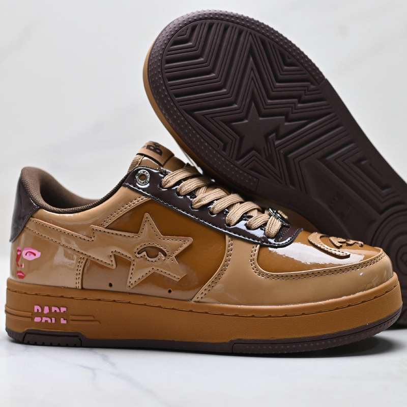 Putian cross-border BapeSta ape head patent leather sneakers for men, versatile casual sports sneakers for women, AFI trendy shoes