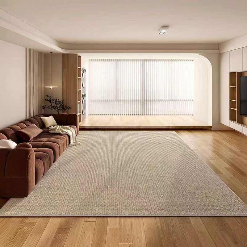 Solid-color living room rug, large-area full coverage—luxurious, high-end, dirt-resistant, and easy-to-maintain loop-pile design; wholesale available for sofa and coffee table mats.