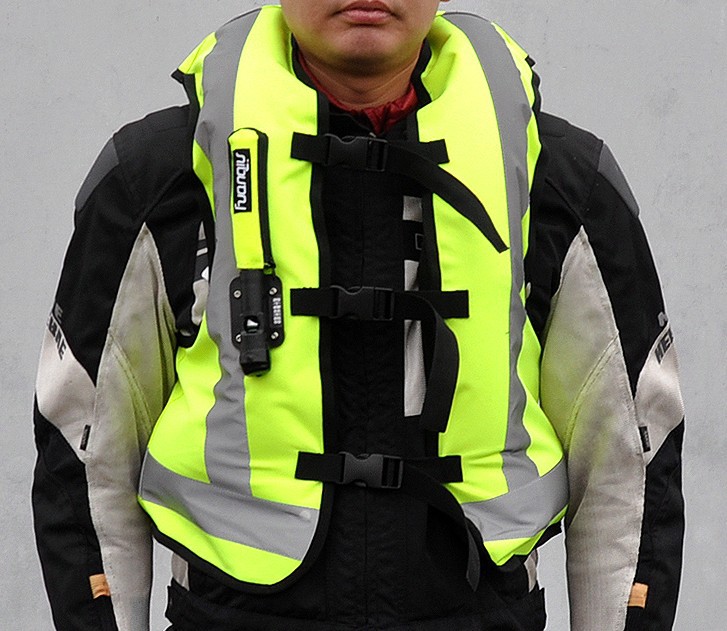 Nuevo tipo de motocicleta airbag chaleco de equipo de carreras ropa de cabina inflable anti-caída chaleco reflectante de seguridad
