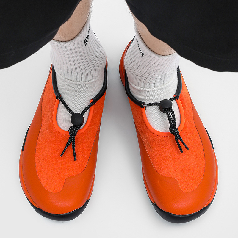 De Xun Shoes for Men and Women, Slip-On Lazy Barefoot Shoes, Commuting Outdoor Hiking Shoes, Retro Couple 25681 Orange-J