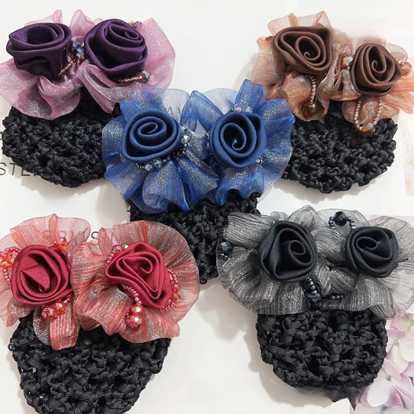 Handmade striped flower silk yarn professional headdress flower online popular one-piece delivery hair accessories cross-border e-commerce exclusive headwear