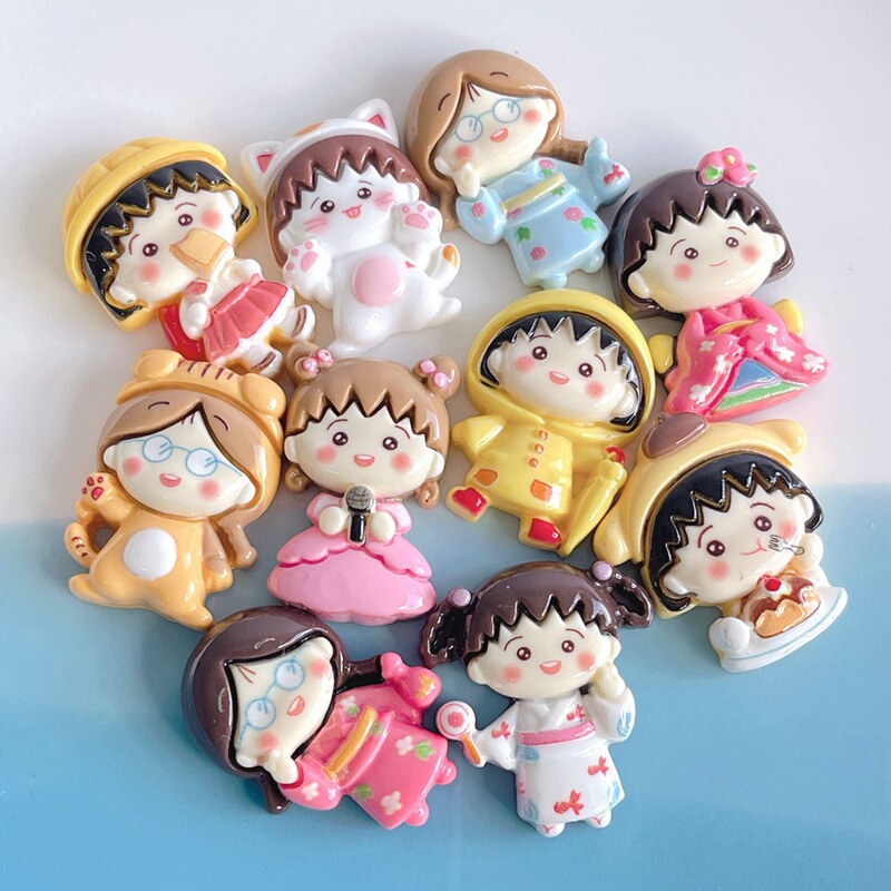 Cute glossy cartoon Cherry little girl cream glue diy phone case material hairpin head rope jewelry storage box