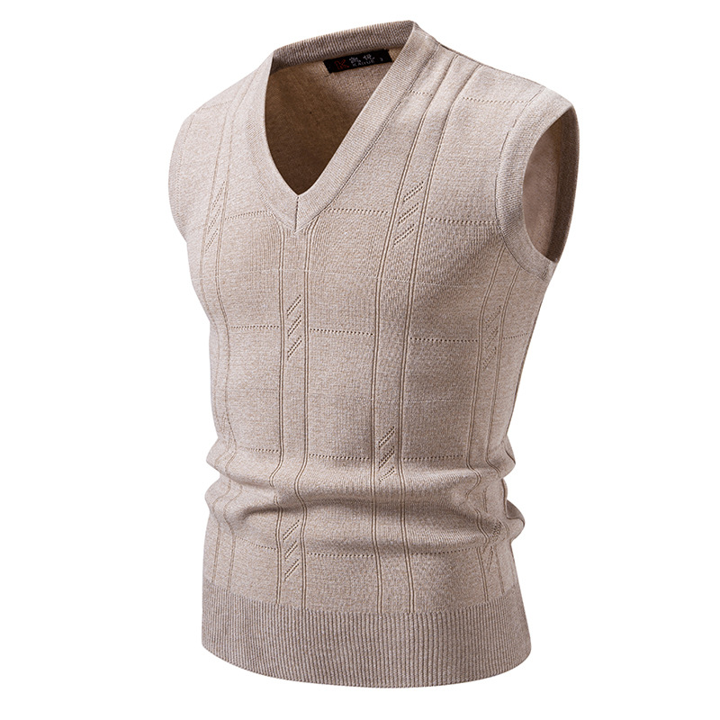 Men's Knit Vest – Slim Fit V-Neck Sweater Vest With Jacquard Pattern For Smart Casual Wear_voghion.com