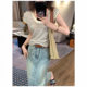 U-neck T-shirt Women's 2025 Summer New Arrival Wide Shoulder Loose Fashionable Elegant Sleeveless Short Sweater Thin Slim-fit Top