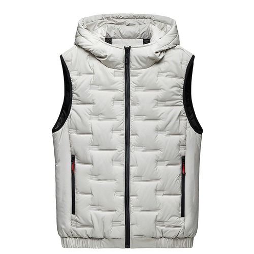 Men's winter warm coat, quilted outerwear for autumn and winter, padded and thickened hooded vest coat