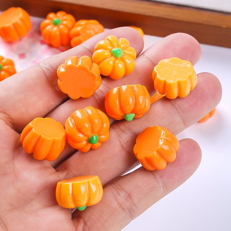 Halloween Simulated 3D Small Pumpkin Resin Ornament DIY Dollhouse Decoration Cream Glue Hairpin Sticker Material