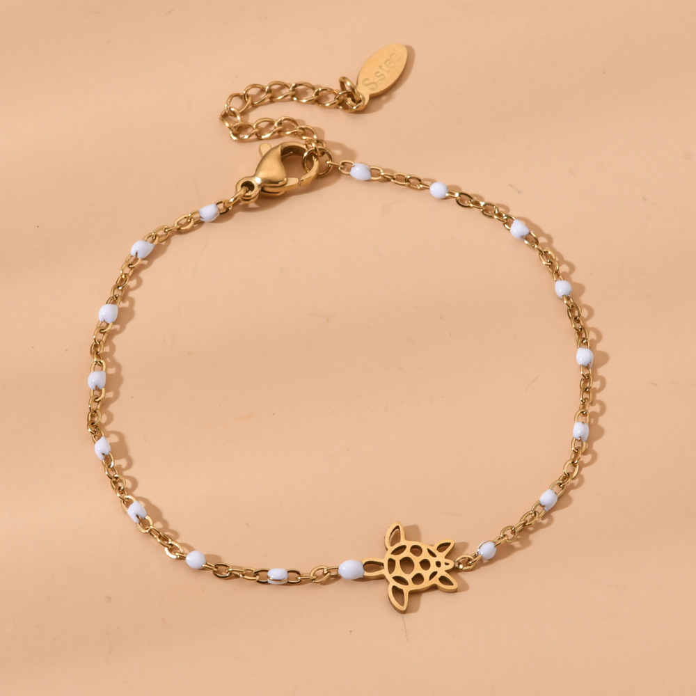 2g Weight Bracelets Classification 1 Piece Quantity Daily Occasion Stainless Steel Material Tortoise Pattern Women's Gender Plating Design Cute Style Cute Tortoise Stainless Steel Plating Bracelets 7