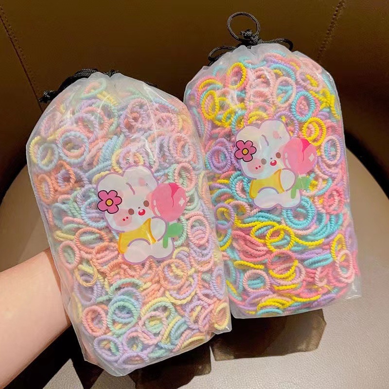 600 piezas de la banda de goma elástica para niños no lastiman el cabello del bebé lazo del pelo del pulgar banda de pelo niña cuerda de pelo