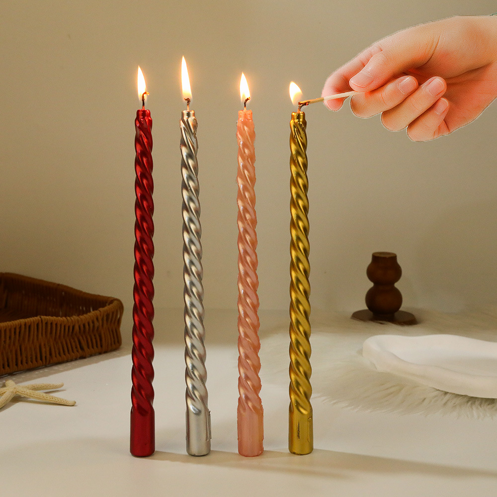 10 pulgadas europeas varillas largas roscadas de color candelabro vela al por mayor casera romántica decoración de cena vela de boda