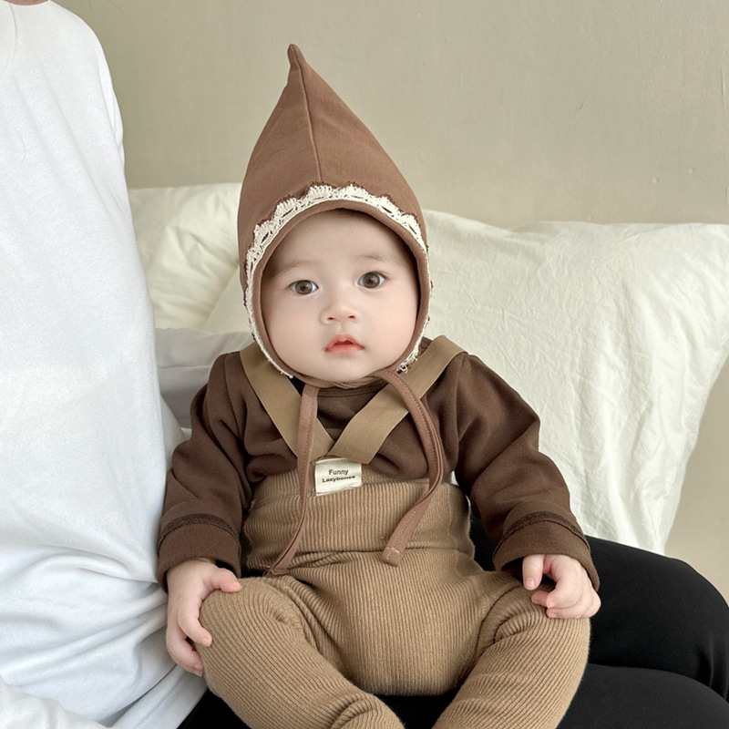 Sombreros para bebés de primavera y otoño de encaje borde protector de orejas gorras de punta ins sombreros coreanos para salir gorras de aire