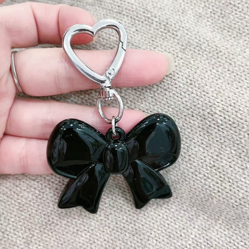 26g Weight Keychain Classification 1 Piece Quantity Daily Occasion Acrylic Material Heart Shape, Bow Knot Pattern Plating Design Sweet Style 1 Piece Sweet Heart Shape Bow Knot Acrylic Plating Keychain 14