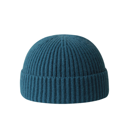 Solid color knitted melon skin hat fine needle high quality core-spun yarn yuppie hat men and women Japanese street style woolen hat landowner hat
