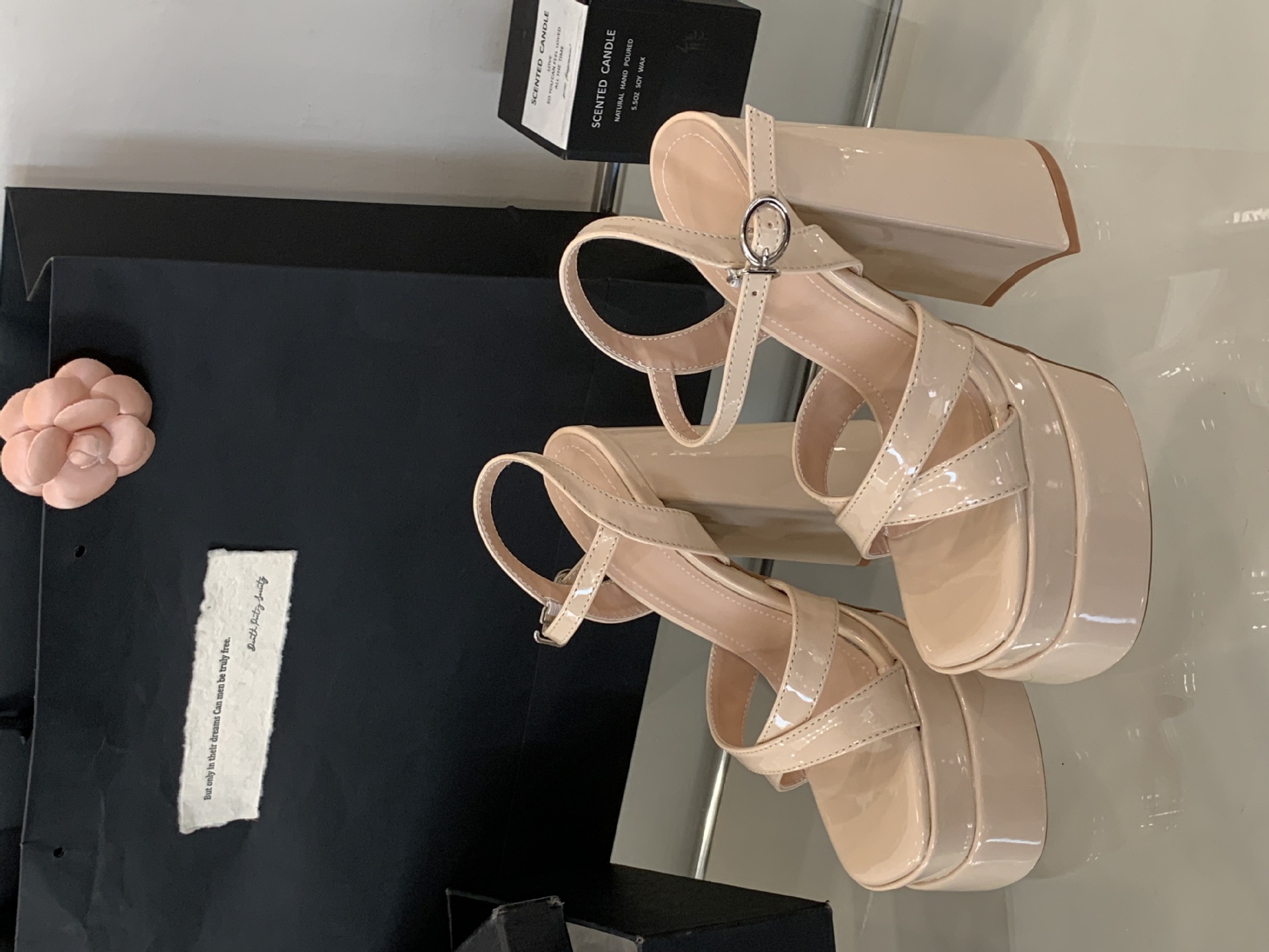 Sandal nữ cao gót đế xuồng platform mũi vuông thời trang — đen chi tiết 35