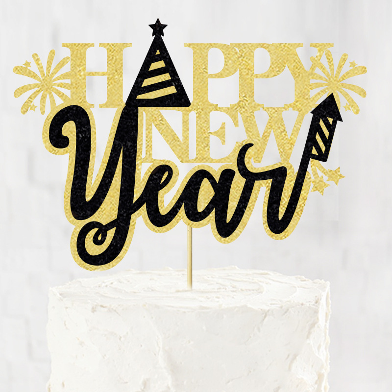 2025 Happy new year fireworks cake insert New Year Spring Festival party decoration plug in_voghion.com