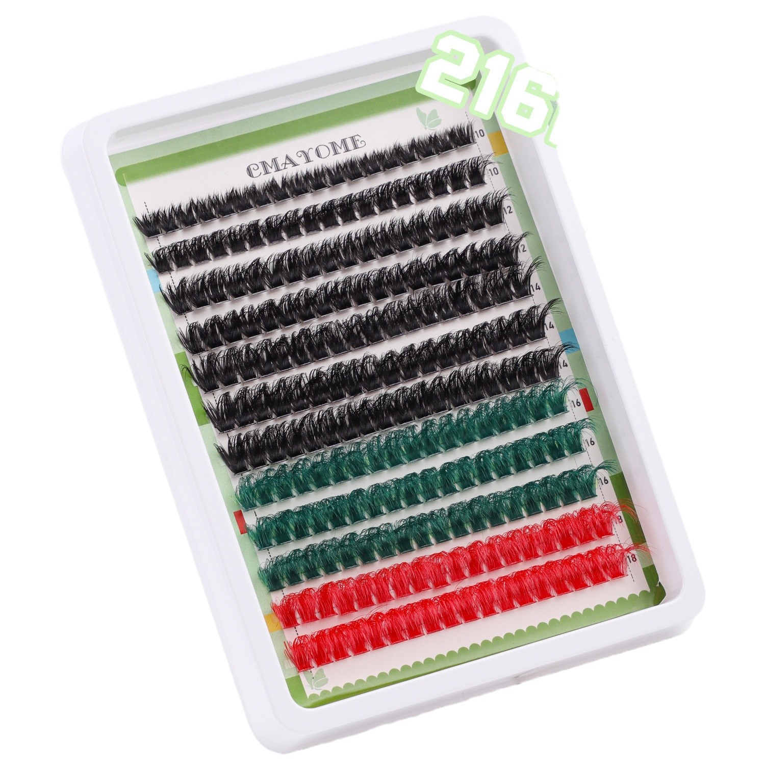 Utrikeshandel gränsöverskridande tjocka D böjda färg enda kluster lösögonfransar set 10 18mm böjda DIY segmenterade ögonfransar_voghion.com