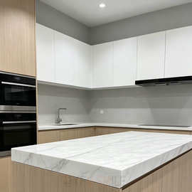 White Vein Marble Kitchen Island Countertop Stone Worktop