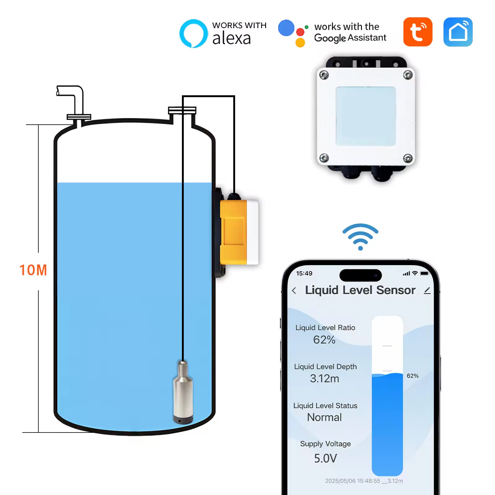 官方ME202W水位计便携式智能家居设备测量仪水位尺测水位仪罐10米
