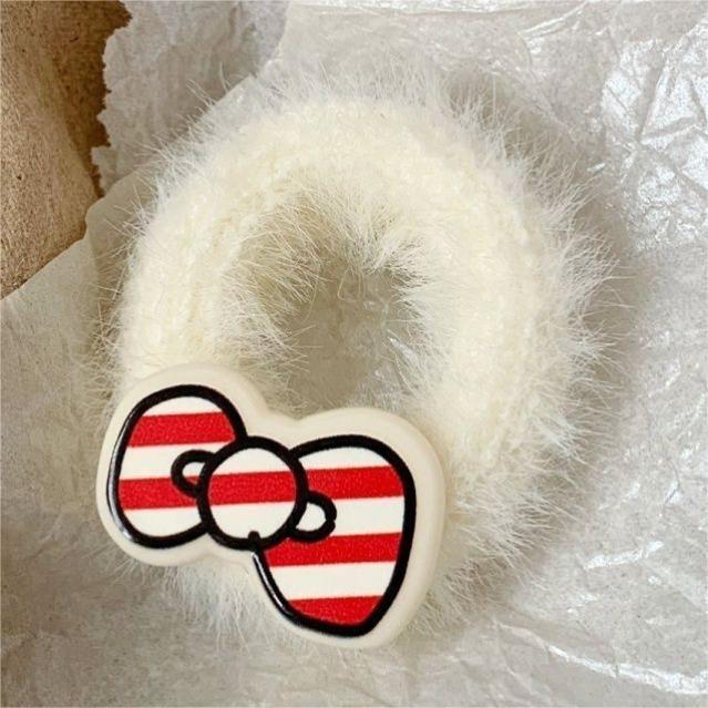 Cuero negro Hello Kitty cuerda de pelo de felpa al por mayor anillo de pelo de hadas estupendo para novia cuerda de pelo lindo dulce accesorios para el cabello para niños