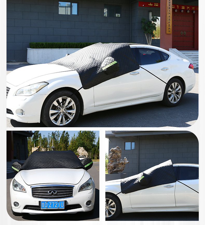 In-Stock Car Sunshade for Summer Sun Protection, Thickened Front Windshield Dustproof Aluminum Foil Half-Cover Car Cover