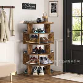 木质衣柜鞋收纳架可旋转木质包包收纳架塔式节省空间旋转鞋架