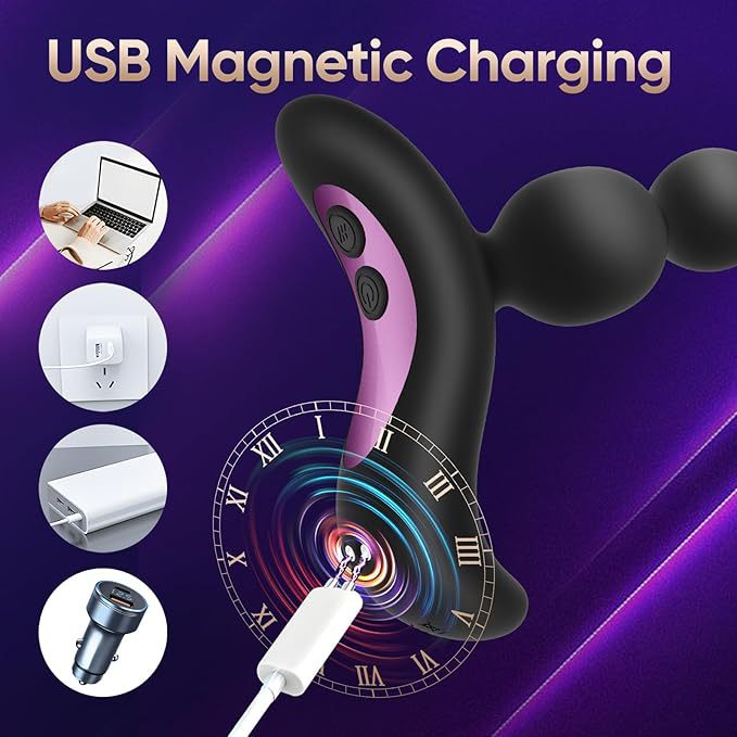 Rechargeable Vibrating Anal Plug with 10 Frequencies, Silicone, Black — detail image 4