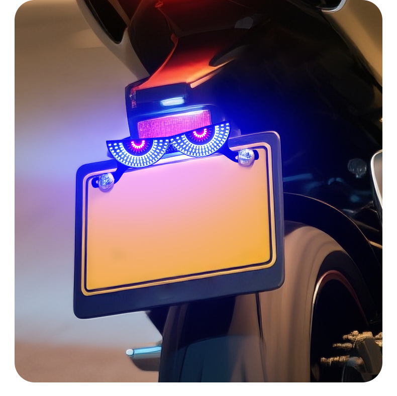 Cross-Border Motorcycle License Plate Screw Light Triangle Semicircle Flashing Devil Eye Modified Universal Decorative Accessories Car Lights