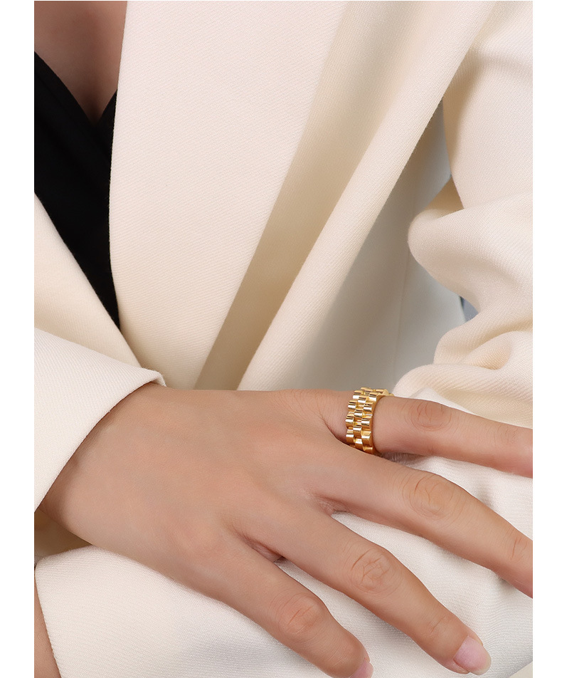 marka Exaggerated Cold ins Wind Thick Strap Retro Fade-Free Ring Titanium Steel Plated Gold Ring_voghion.com