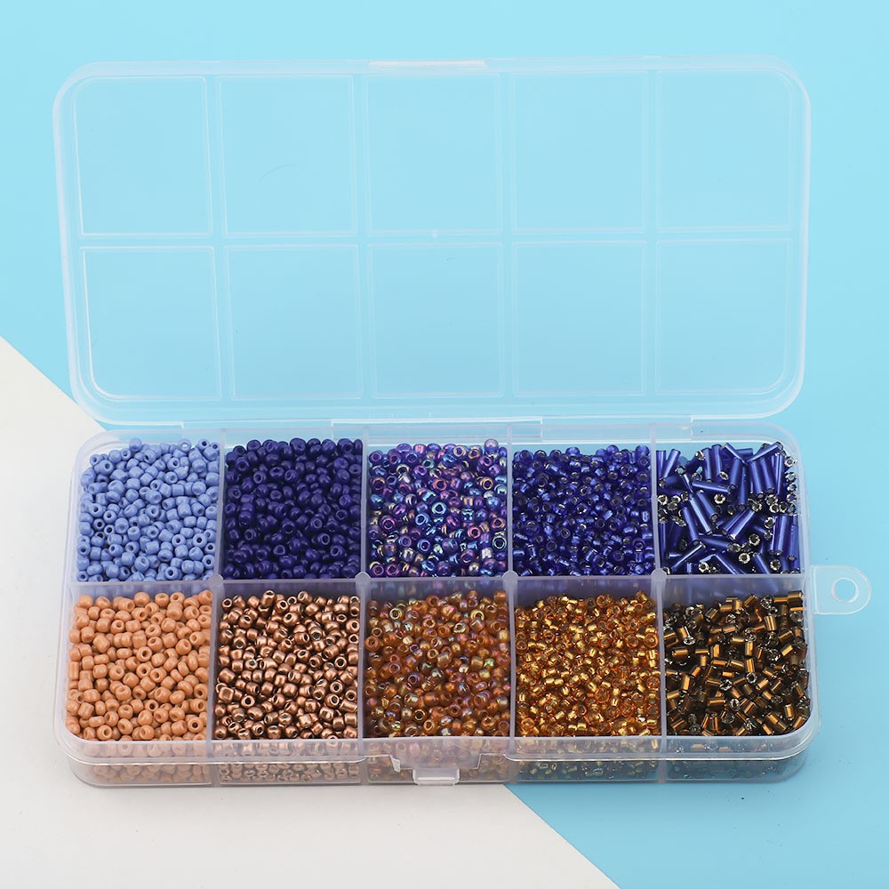 Cuentas de arroz 10 cuadrícula multicolor caja clásica de cuentas sueltas sequinilla pulsera pendientes DIY accesorios joyería al por mayor