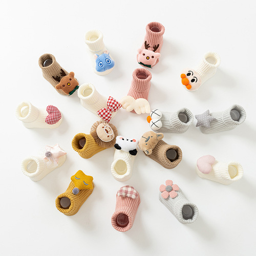 Baby socks spring and summer thin non-slip newborn baby floor socks mid-tube cartoon toddler socks that do not strangle feet wholesale