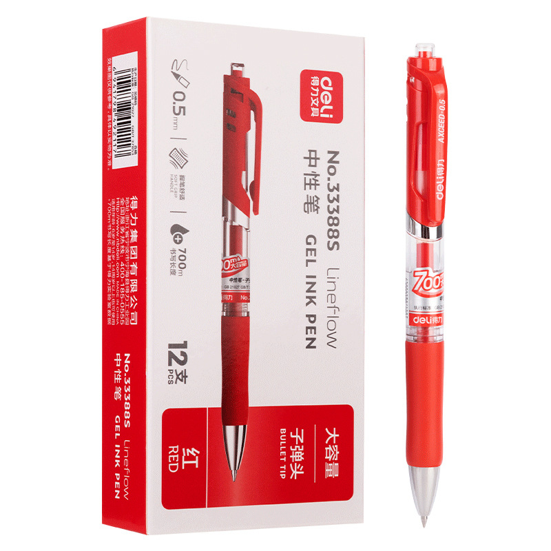 Bolígrafo neutro, bolígrafo acuoso de 0,5 mm negro, rojo y azul, bolígrafo de bola, papelería al por mayor 33388S