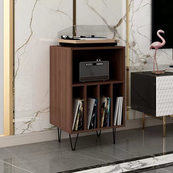 Vinyl record player cabinet, vinyl record rack, double-layer storage cabinet, record player shelf table