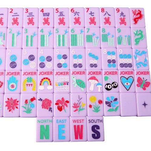 Purple Lucky Charm American Mahjong in stock for wholesale, American purple mahjong set, acrylic mahjong
