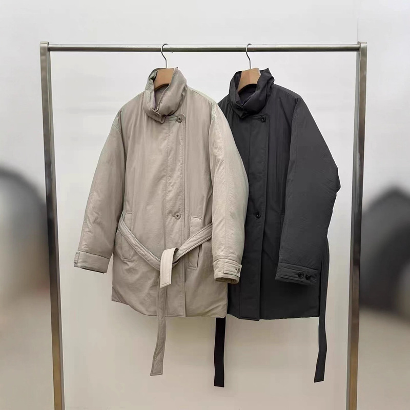 Hot-Selling Dongdaemun New Style Belted White Duck down Jacket