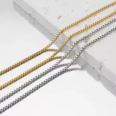 Stainless Steel Box Chain Necklace Choker Titanium Steel Square Chain Short Chain Layering Necklace Versatile Light Luxury Jewelry Chain