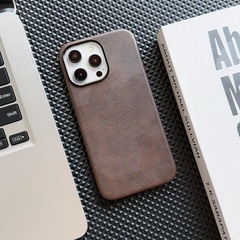 复古疯马皮纹适用iPhone17手机壳肤感磁吸真皮苹果16防摔15保护套