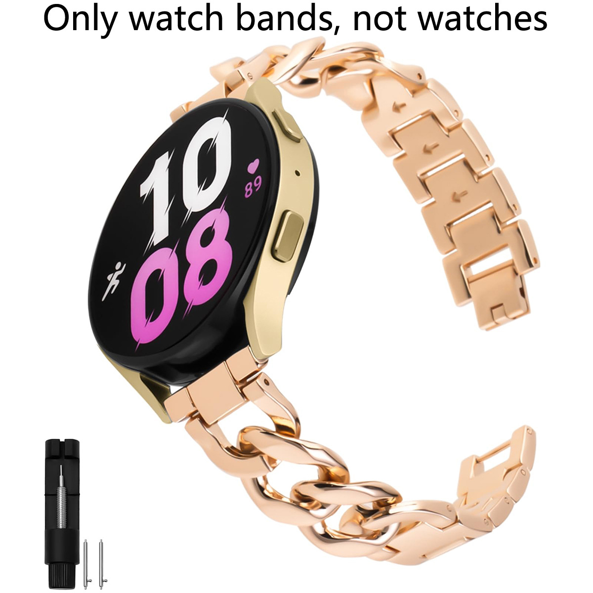 Suitable for Samsung Galaxy Watch7 Metal Single Row Chain Adjustable Watch Strap 20-22mm