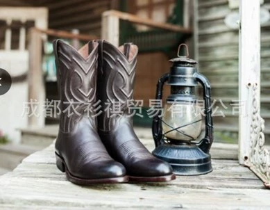 Трансграничная фабрика Внешняя торговля Новые осенне-зимние сапоги с круглым носком и толстым каблуком с вышивкой трубка сбоку мужские сапоги больших размеров Размер 38-48