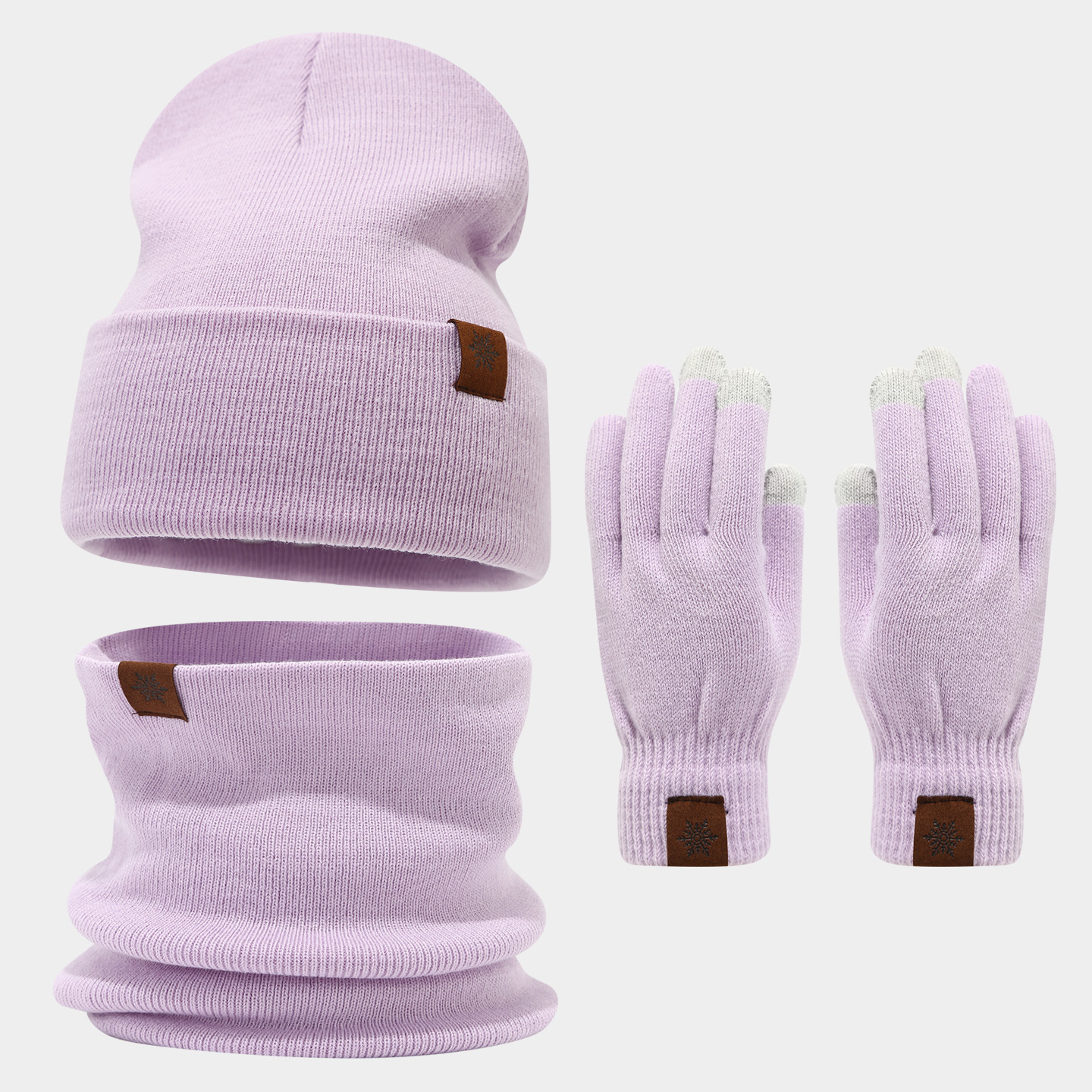 Sombrero de copo de nieve guantes de tres piezas para mujeres al aire libre engrosado calentamiento sombrero de punto calentamiento conjunto de moda masculina