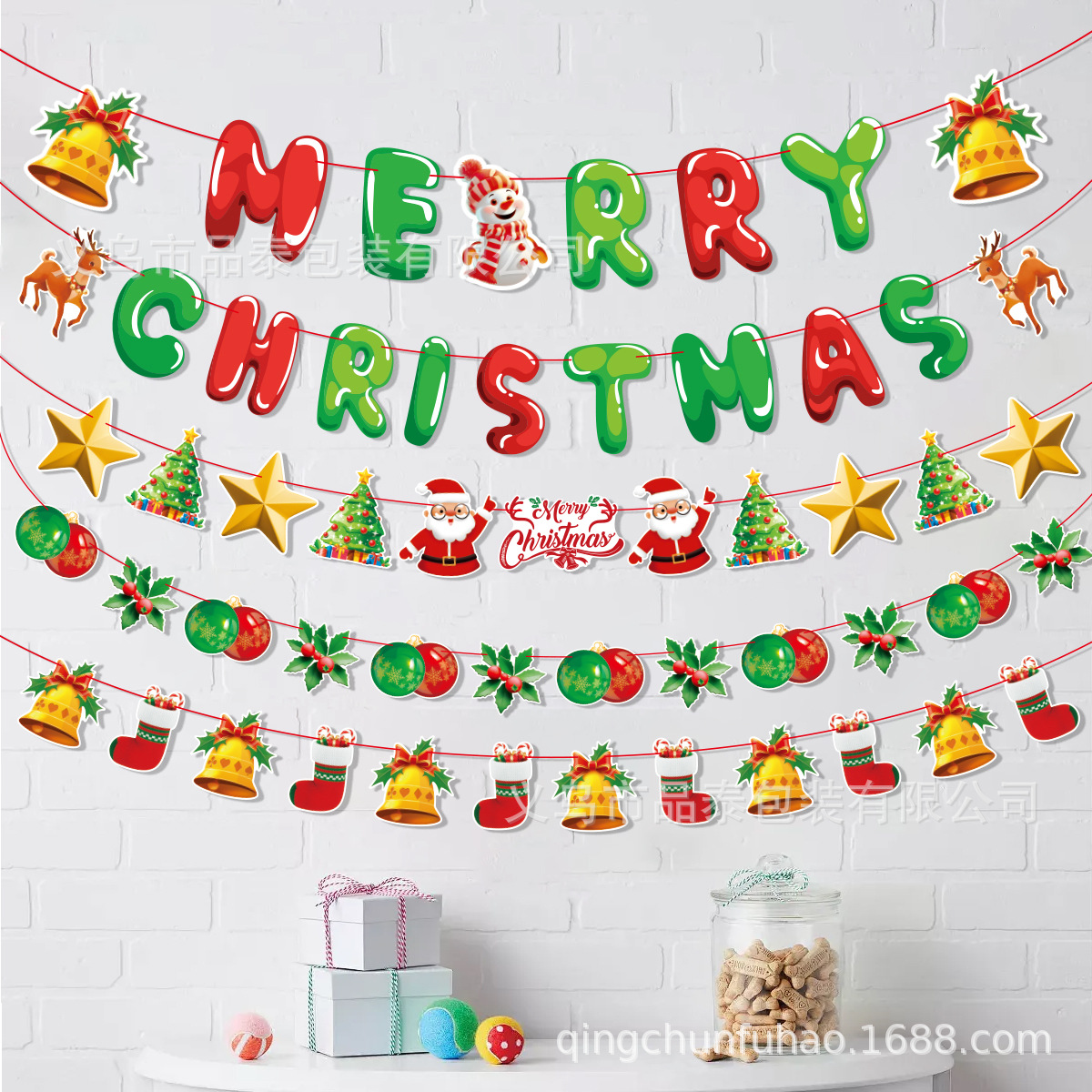 Christmas Flag Christmas Decoration Flag Flower Flower Flower Christmas Banner Color Flag Decoration Party Supplies